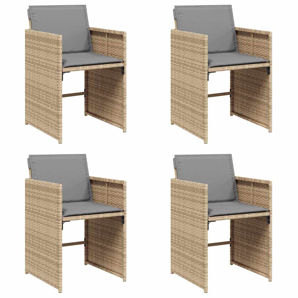 Trädgårdsstolar med dynor 4 st blandad beige konstrotting