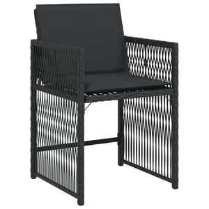 Trädgårdsstolar med dynor 4 st svart konstrotting