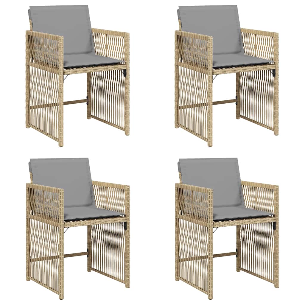 Trädgårdsstolar med dynor 4 st blandad beige konstrotting