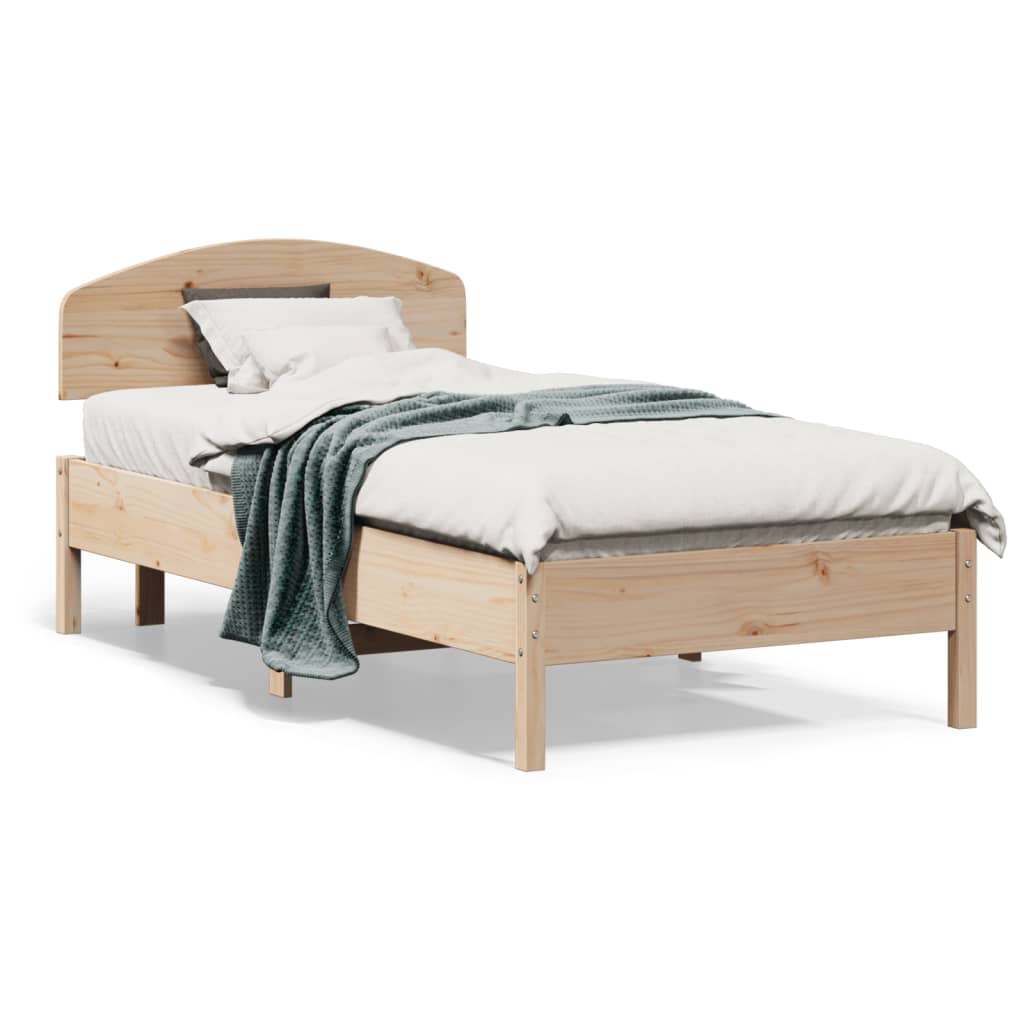 Sängram utan madrass 75x190 cm massiv furu
