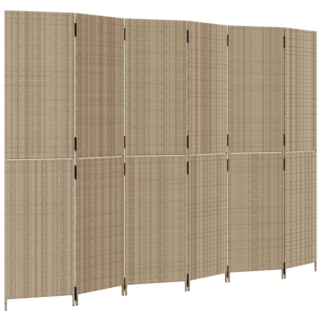 Rumsavdelare 6 paneler beige konstrottning