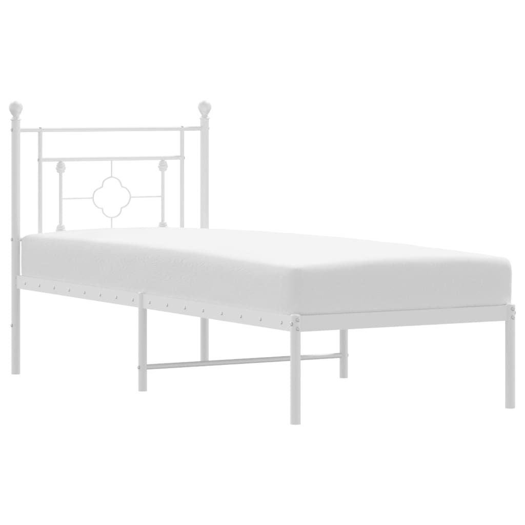 Sängram med huvudgavel metall vit 80x200 cm