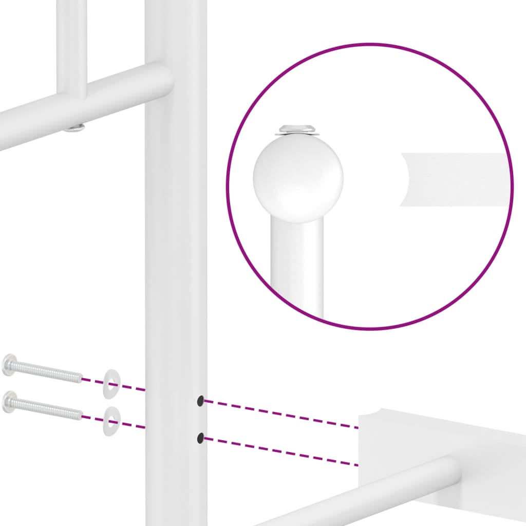 Sängram med huvudgavel metall vit 140x200 cm