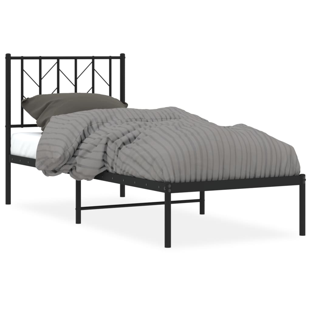 Sängram med huvudgavel metall svart 75x190 cm