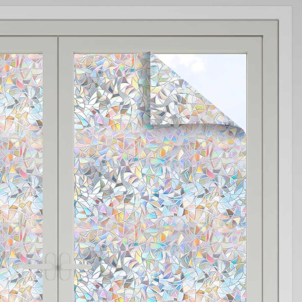 Fönsterfilmer 5 st frostat 3D regnbågsmönster PVC