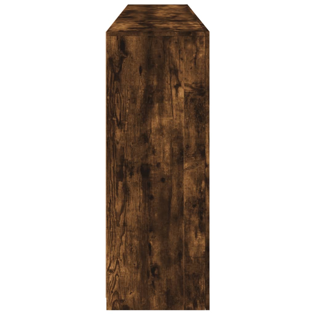 Skänk med LED-belysning rökfärgad ek 202x37x100 cm