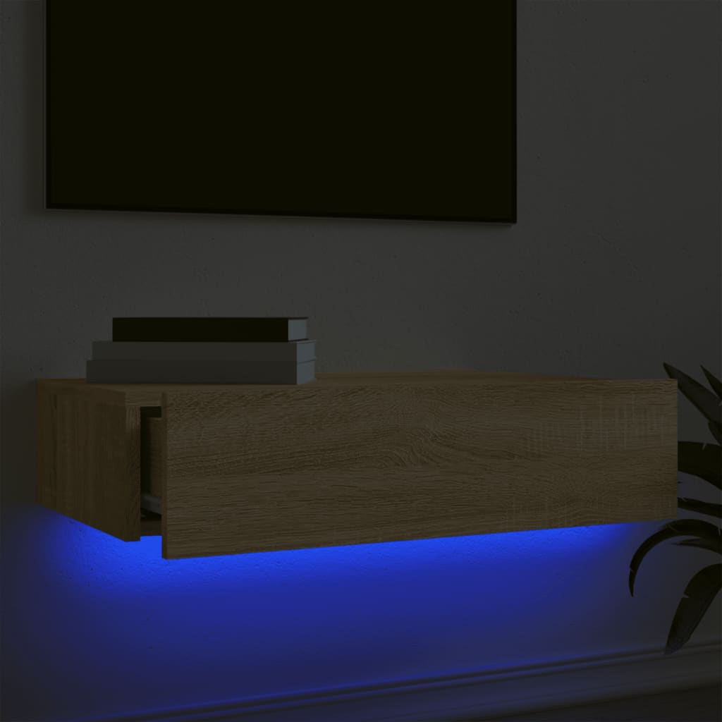 Tv-bänk med LED-belysning sonoma-ek 60x35x15,5 cm