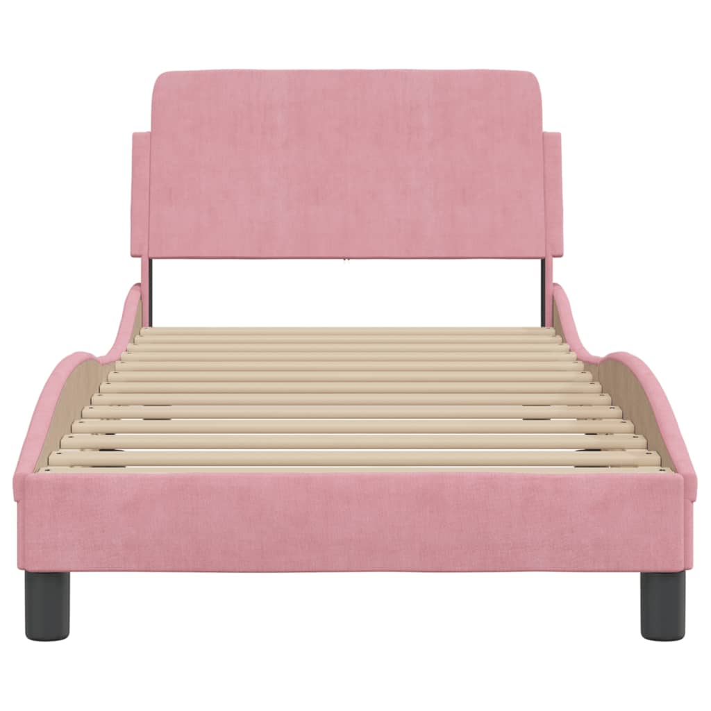 Bed Frame with Headboard "Dover" Pink 90x190 cm Velvet