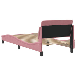 Bed Frame with Headboard "Dover" Pink 90x190 cm Velvet