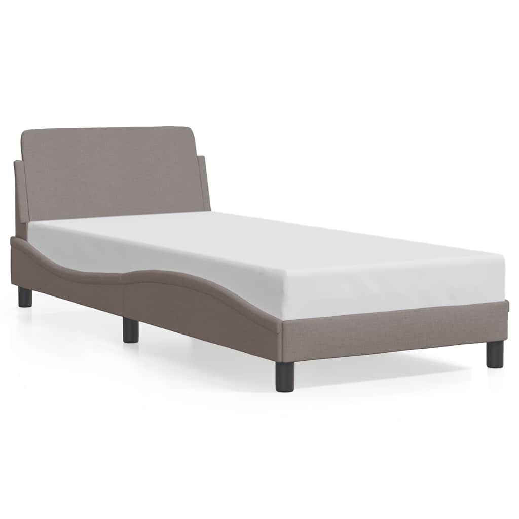 Bed Frame with Headboard "Dover" Taupe 90x200 cm Fabric