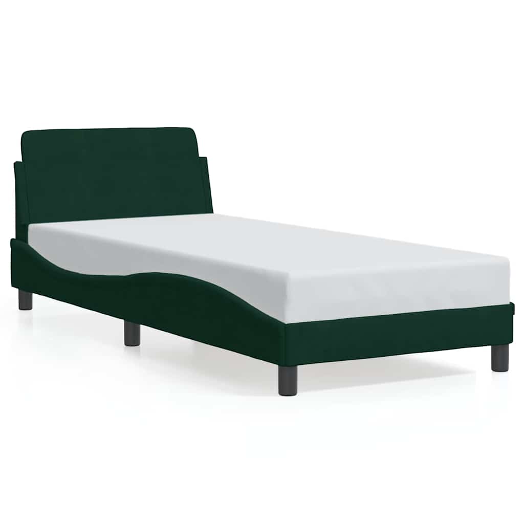 Bed Frame "Dover" Dark Green 90x200 cm Velvet