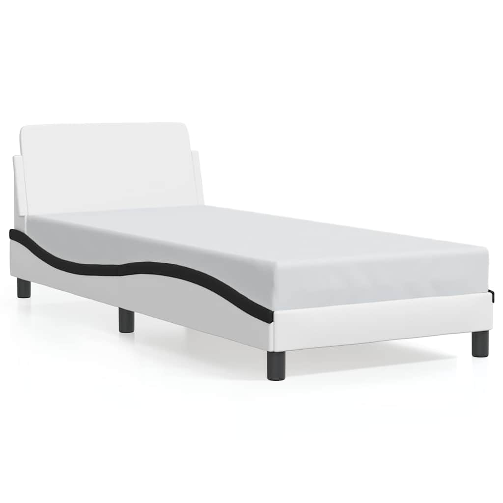 Bed Frame "Dover" White&Black 90x200 cm Faux Leather