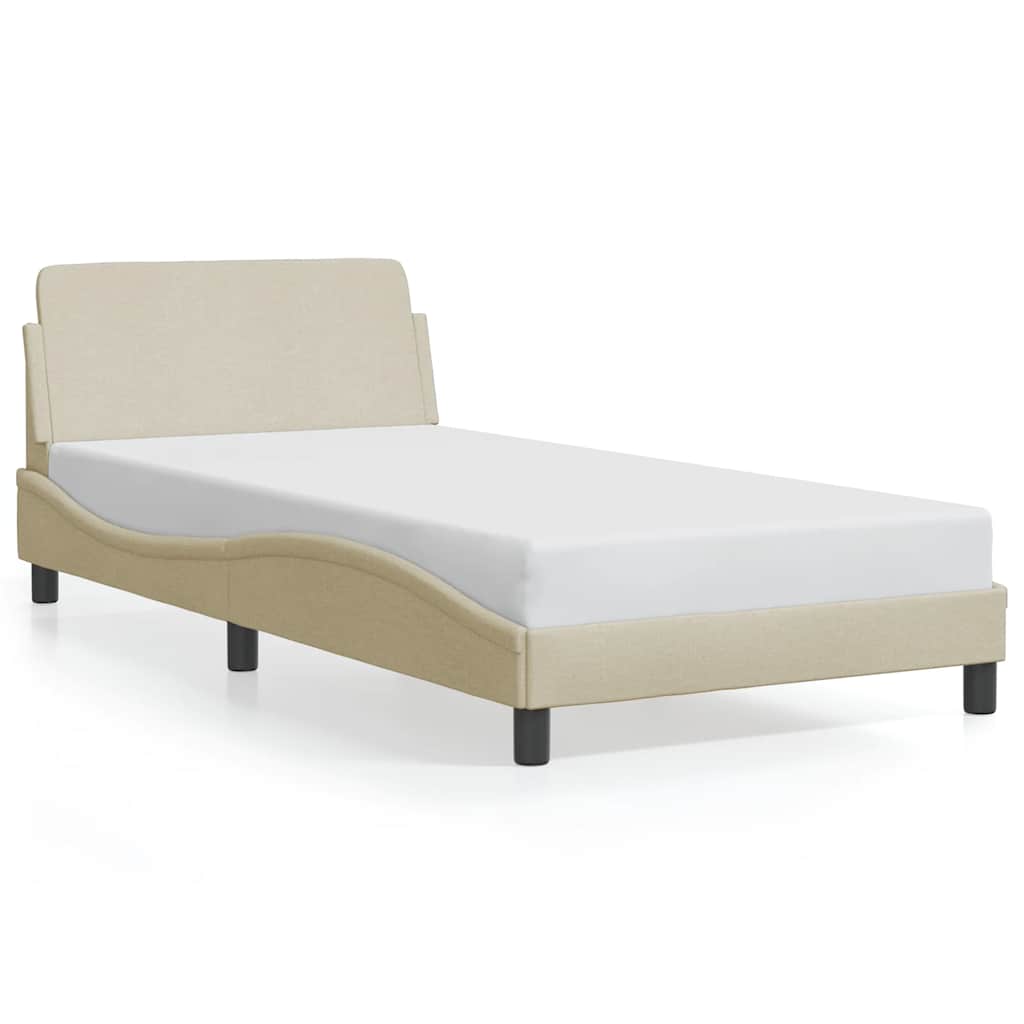 Bed Frame "Dover" Cream 100x200 cm Fabric