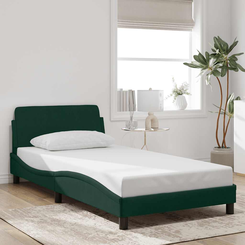Bed Frame "Dover" Dark Green 100x200 cm Velvet