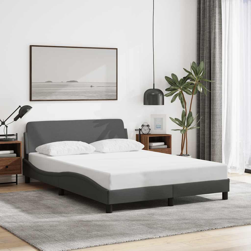 Bed Frame "Dover" Dark Grey 140x190 cm Fabric