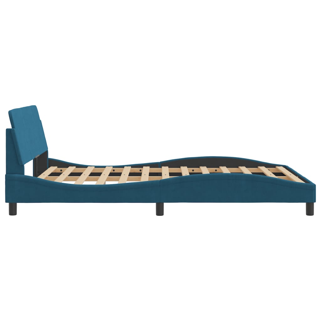 Bed Frame with Headboard "Dover" Blue 140x200 cm Velvet