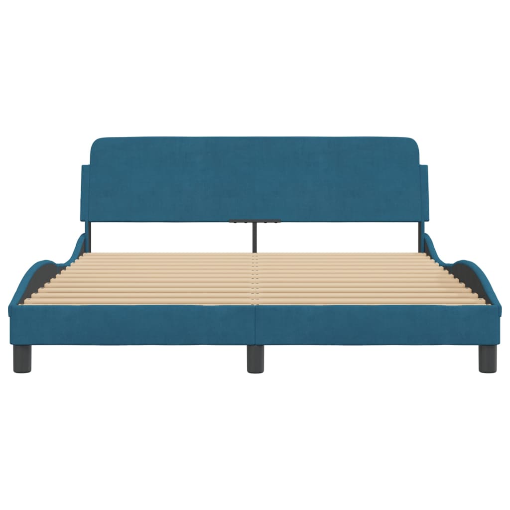 Bed Frame with Headboard "Dover" Blue 160x200 cm Velvet