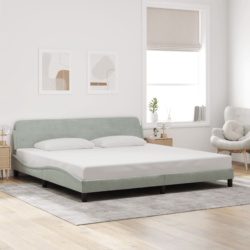 Bed Frame "Dover" Light Grey 200x200 cm Velvet