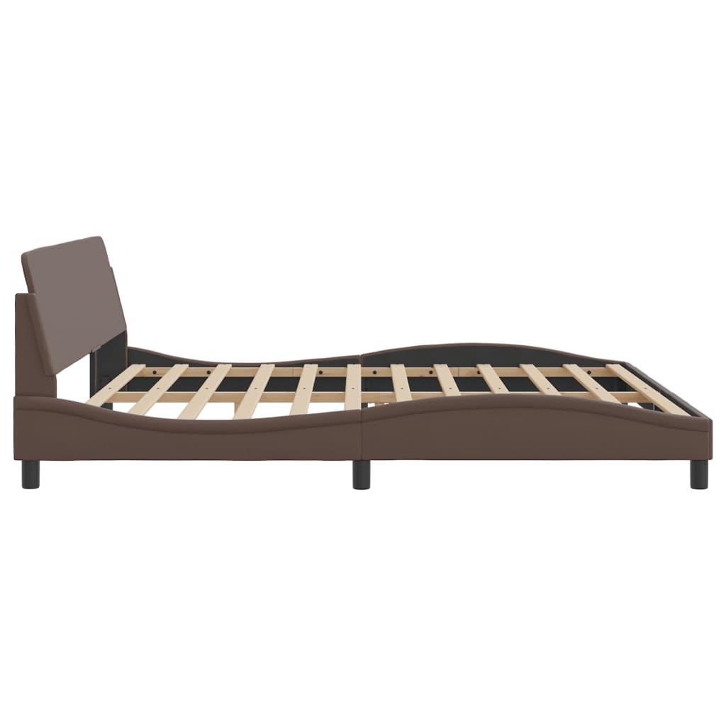 Bed Frame "Dover" Brown 200x200 cm Faux Leather