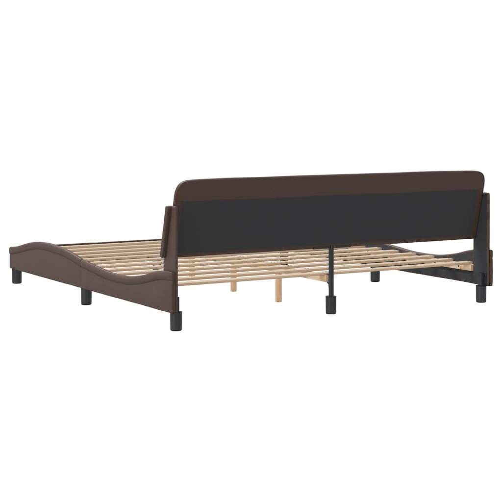 Bed Frame "Dover" Brown 200x200 cm Faux Leather