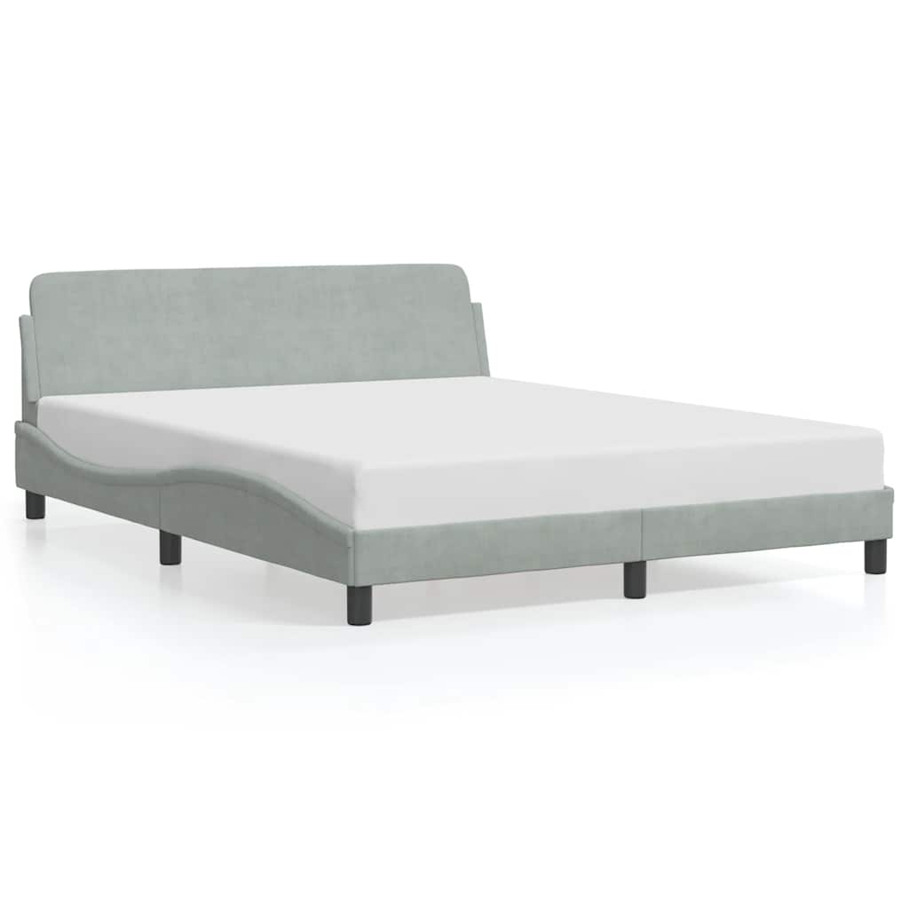Bed Frame "Dover" Light Grey 152x203 cm Velvet