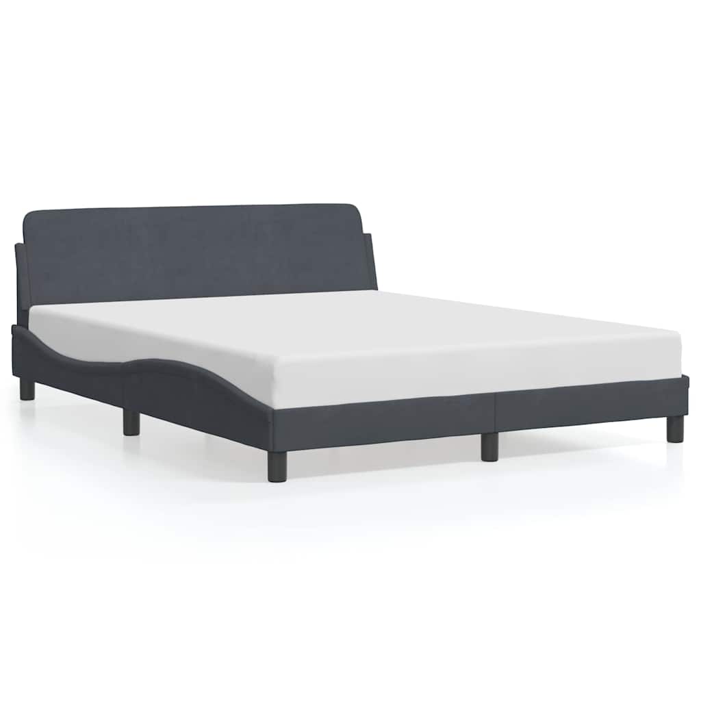 Bed Frame "Dover" Dark Grey 152x203 cm Velvet
