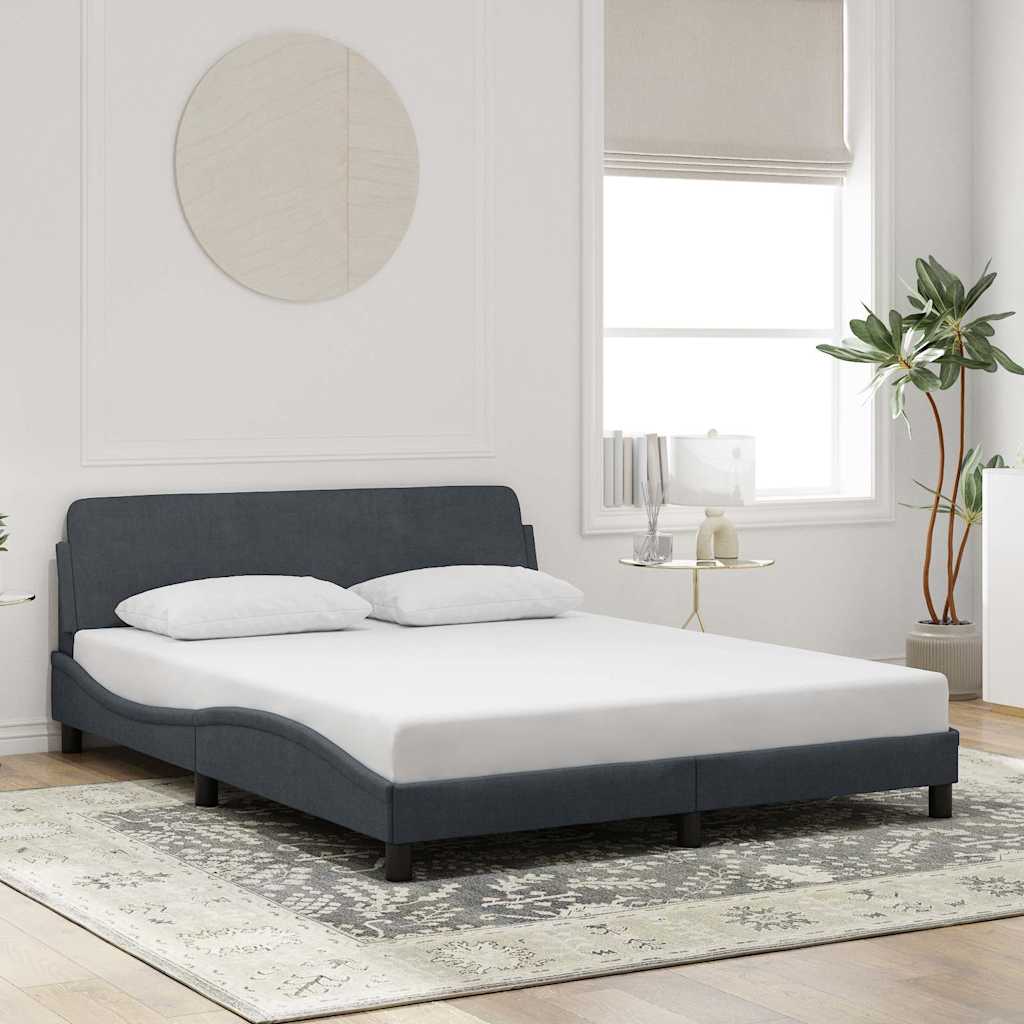 Bed Frame "Dover" Dark Grey 152x203 cm Velvet