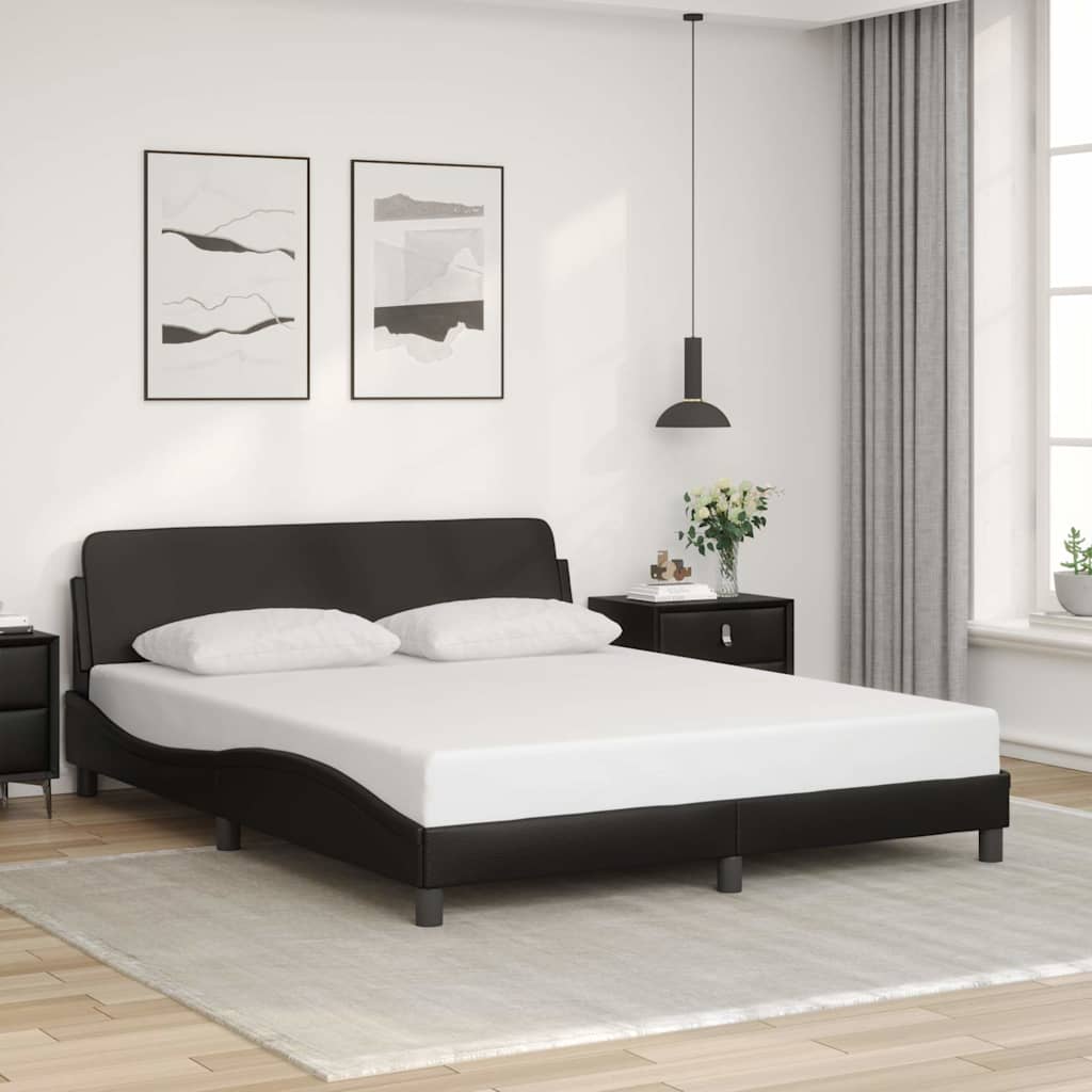 Bed Frame "Dover" Black 152x203 cm Faux Leather