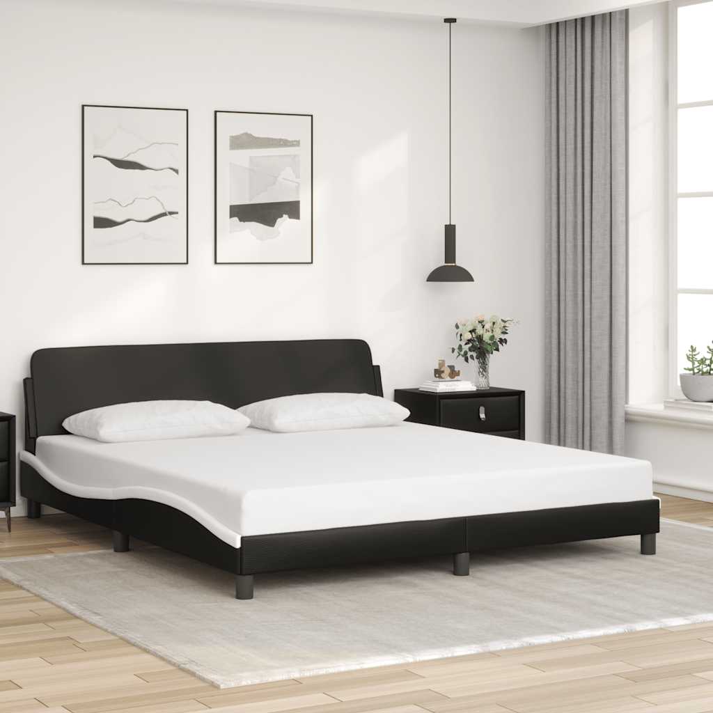 Sängram Dover svart och vit 180x200 cm konstläder