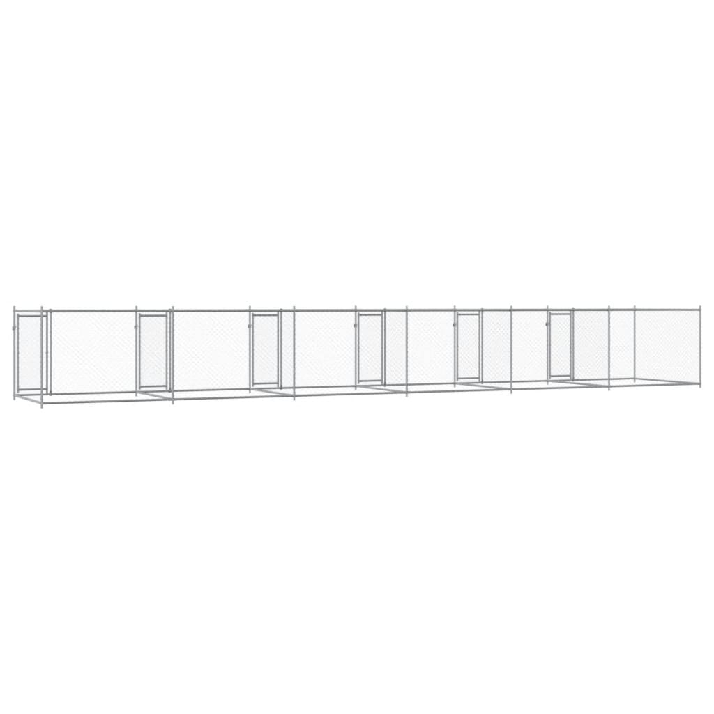 Hundgård med dörrar grå 12x2x1,5 cm galvaniserat stål