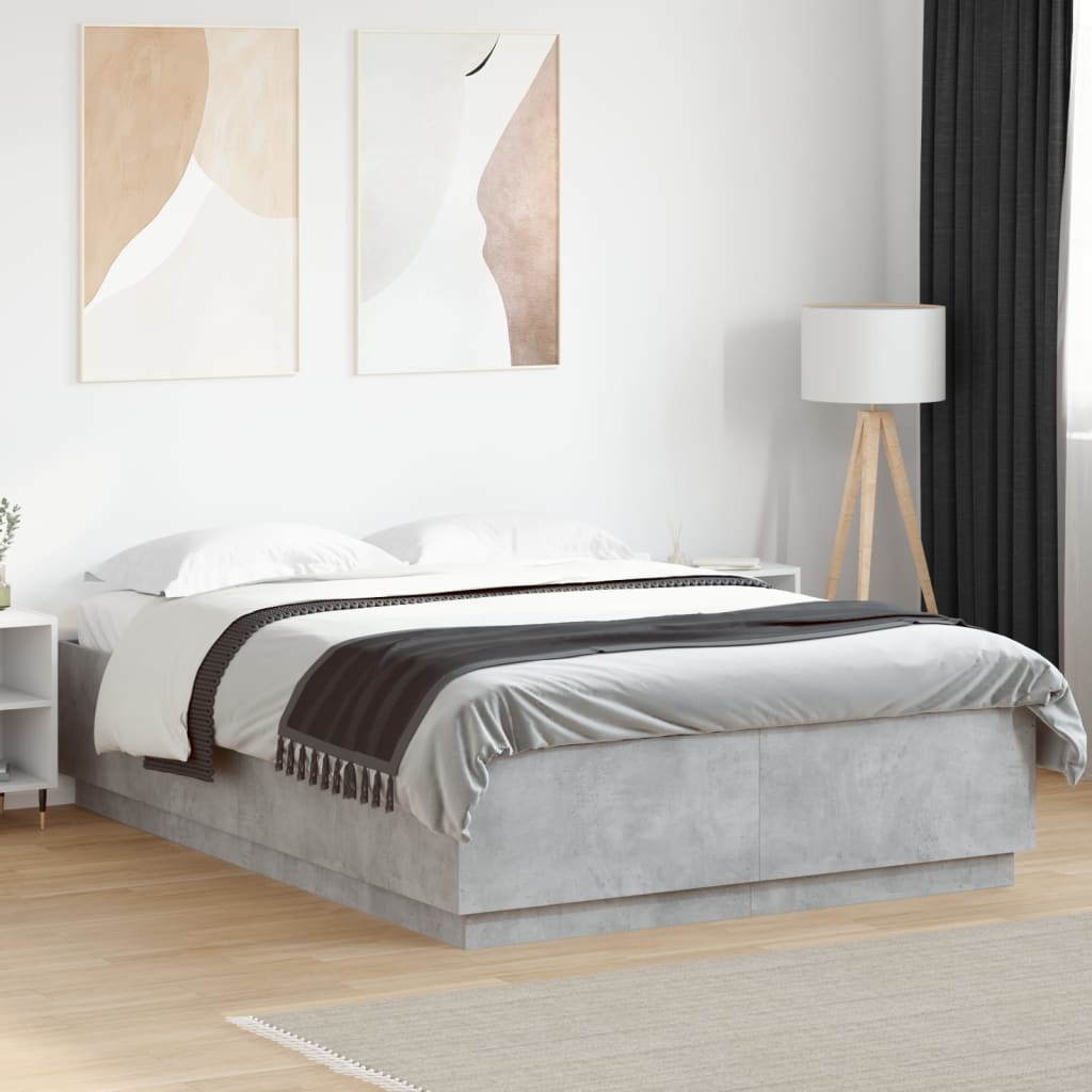 Sängram betonggrå 150x200 cm konstruerad trä