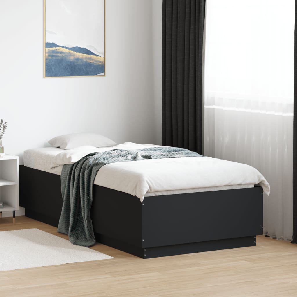 Sängram svart 90x190 cm konstruerat trä