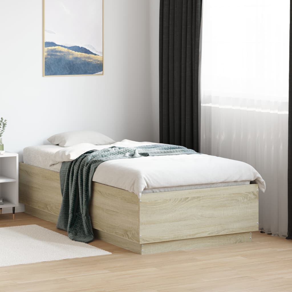 Sängram sonoma-ek 90x190 cm konstruerad trä