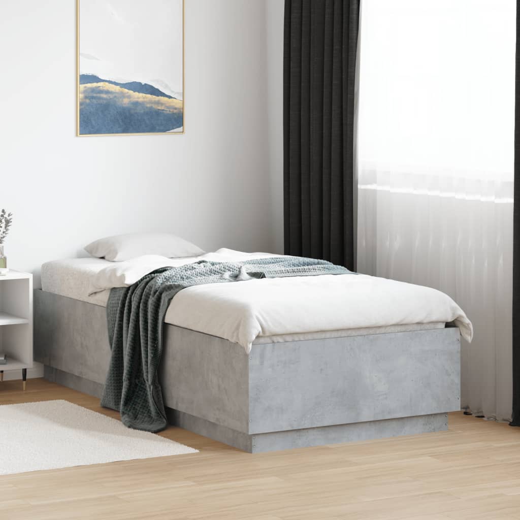 Sängram betonggrå 90x190 cm konstruerad trä