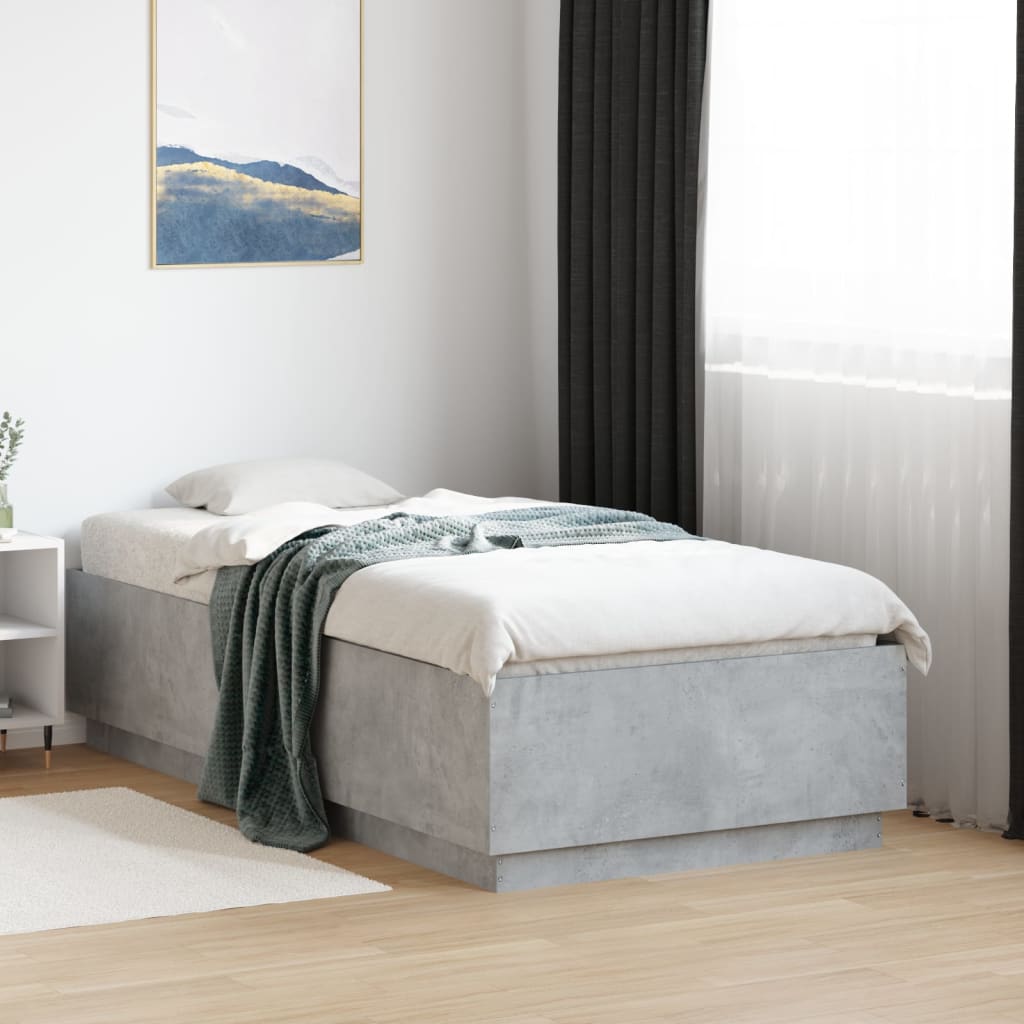 Sängram betonggrå 75x190 cm konstruerad trä