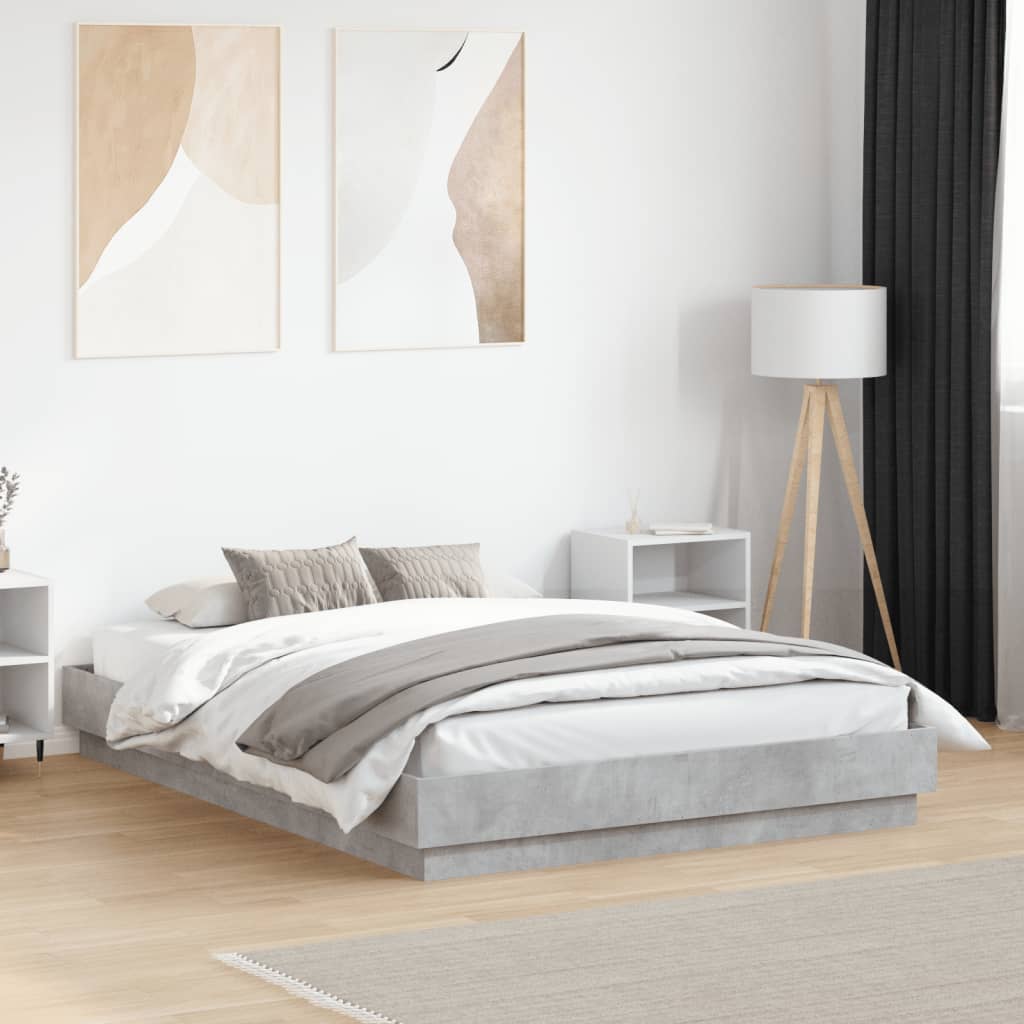 Sängram betonggrå 135x190 cm konstruerat trä