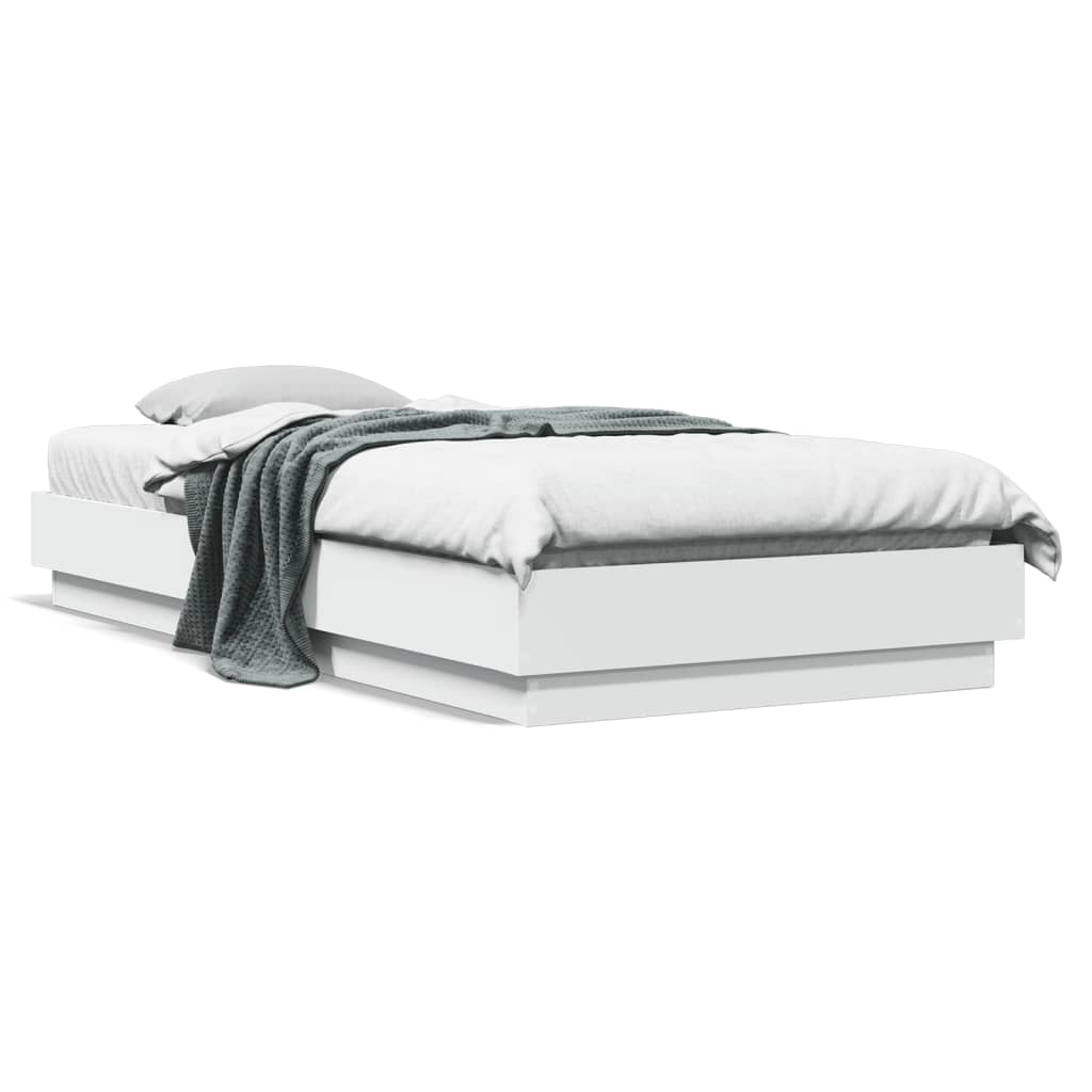 Sängram vit 90x200 cm konstruerat trä