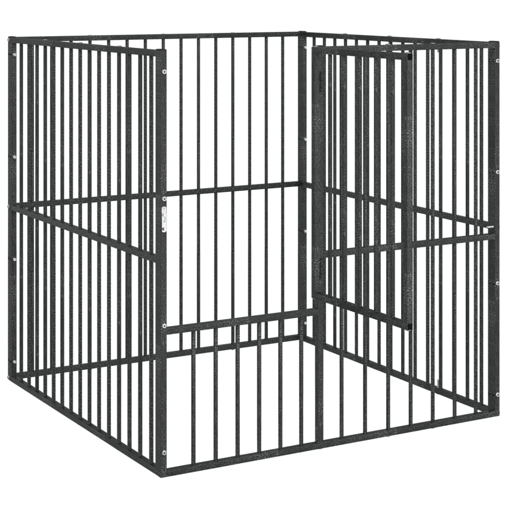 Hundhage 4 paneler svart galvaniserat stål