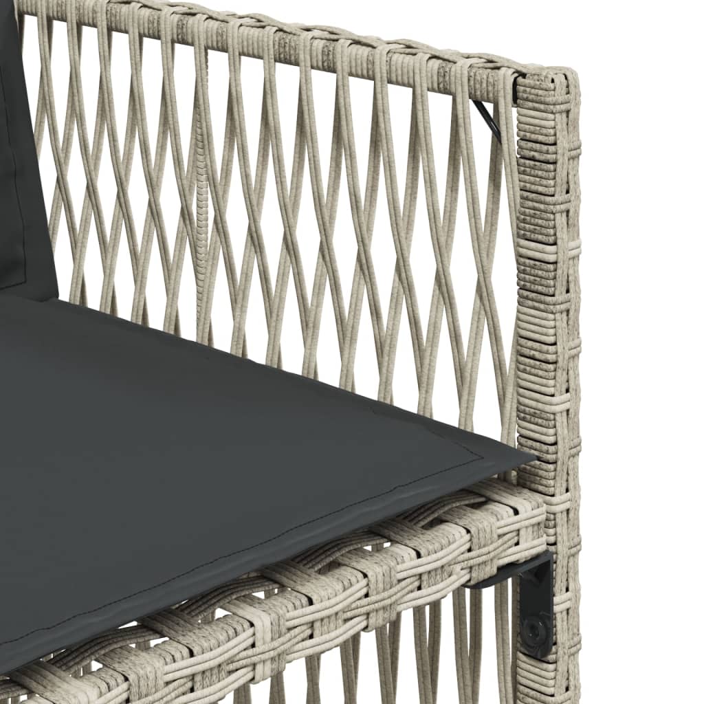 Matgrupp för trädgården med dynor 9 delar ljusgrå konstrotting