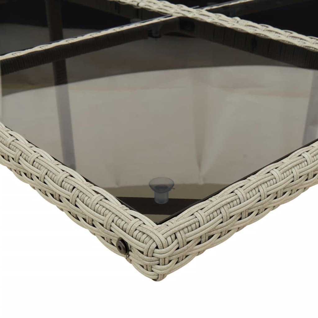 Matgrupp för trädgården med dynor 9 delar ljusgrå konstrotting