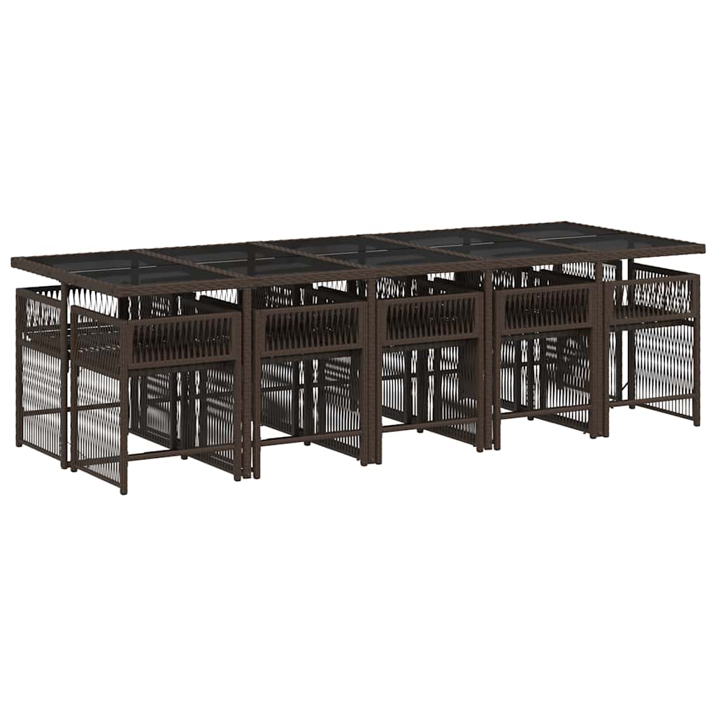 Matgrupp för trädgården 11 delar brun konstrotting