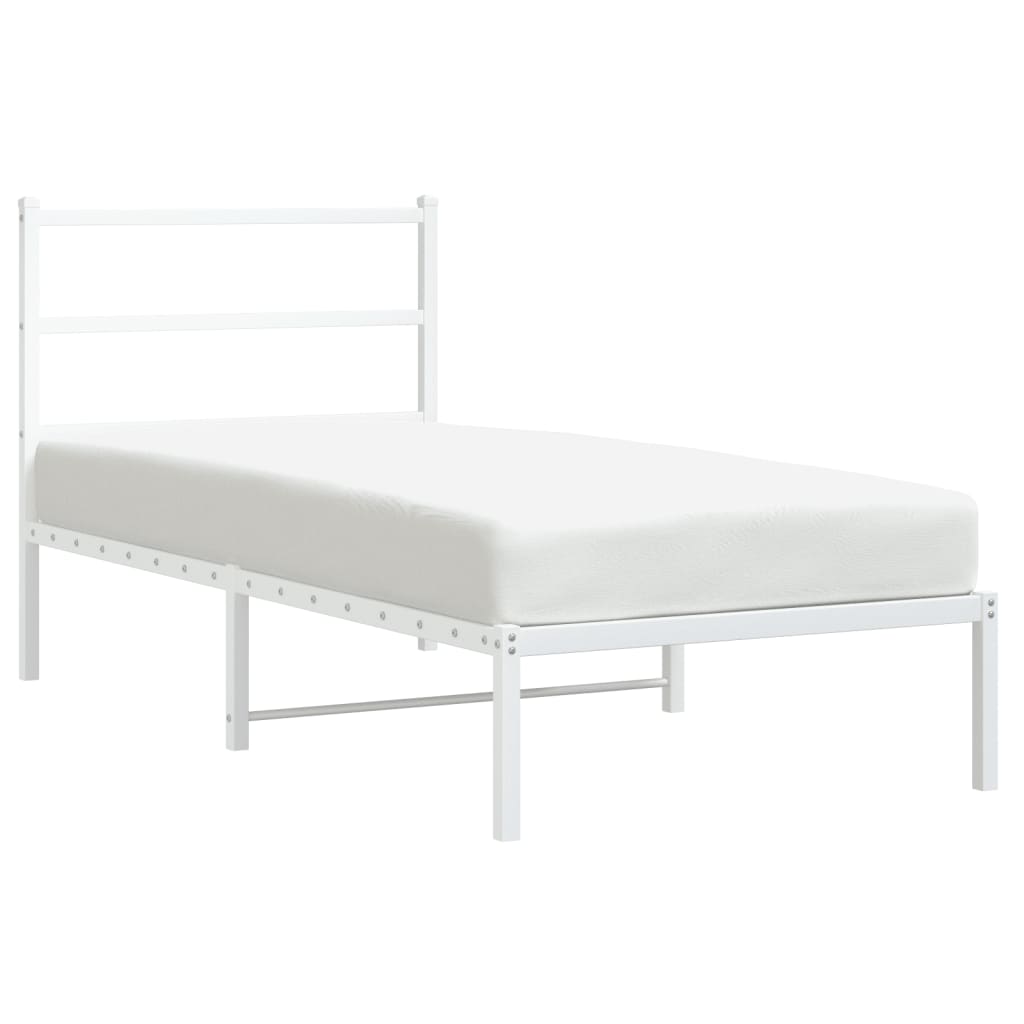 Sängram med huvudgavel metall vit 90x200 cm