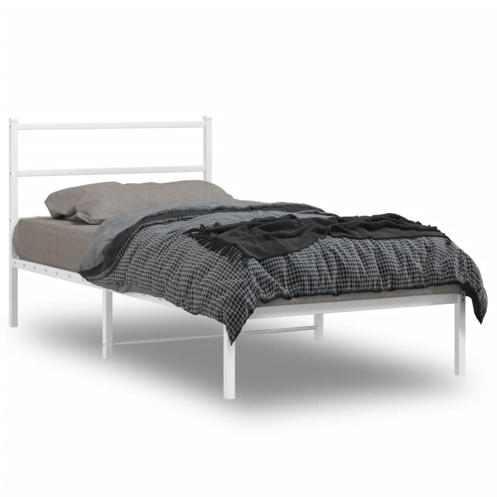 Sängram med huvudgavel metall vit 100x190 cm