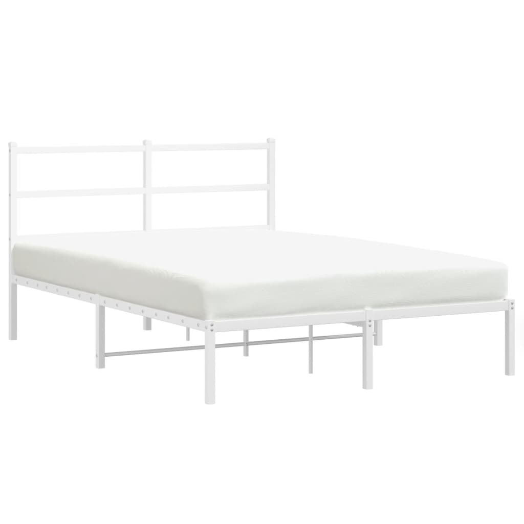 Sängram med huvudgavel metall vit 140x190 cm