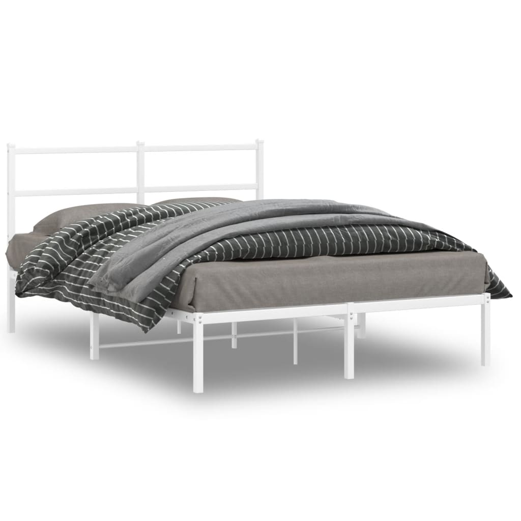 Sängram med huvudgavel metall vit 140x190 cm