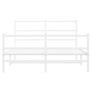 Sängram med huvudgavel och fotgavel vit metall 135x190 cm
