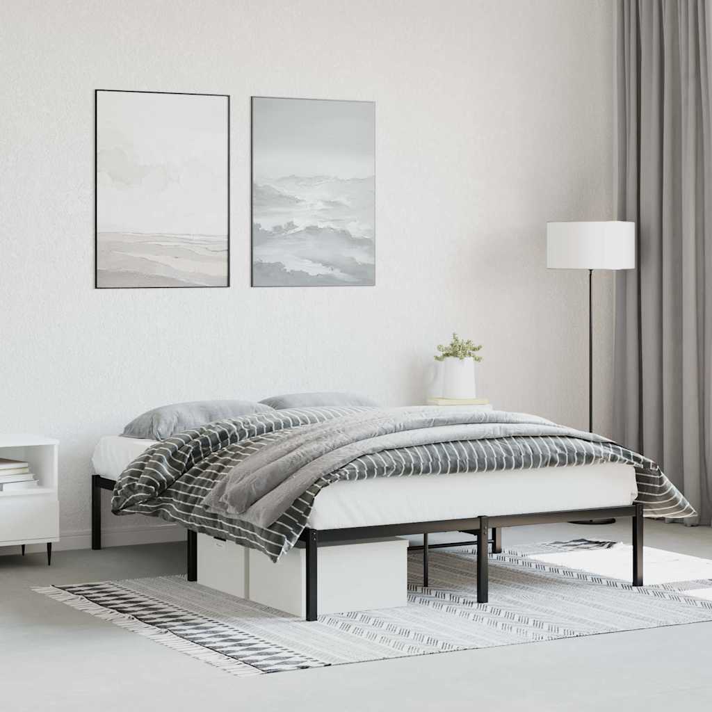 Sängram metall svart 135x190 cm