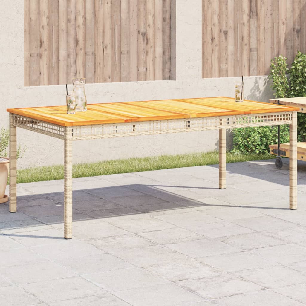 Trädgårdsbord beige 180x90x75 cm konstrotting akaciaträ