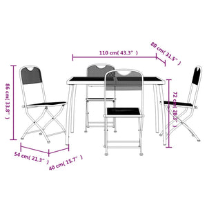 Matgrupp för trädgården 5 delar antracit metallnät