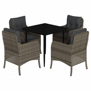 Matgrupp för trädgården med dynor 5 delar grå konstrottning